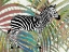 Picture of ZEBRA ON MULTICOLORED LEAVES
