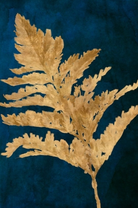 Picture of GOLD LEAVES ON NAVY I