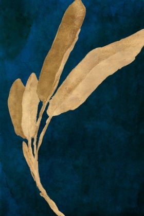 Picture of GOLD LEAVES ON NAVY III