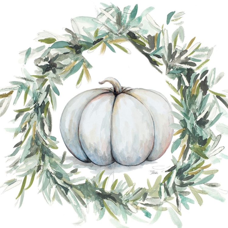 Picture of WHITE PUMPKIN WITH GARLAND I