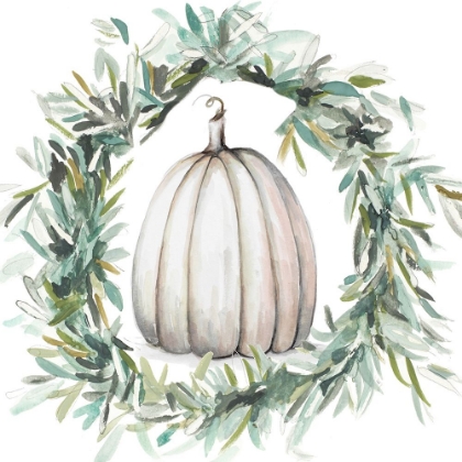 Picture of WHITE PUMPKIN WITH GARLAND II
