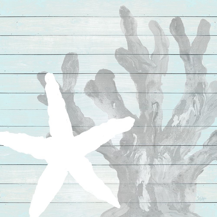 Picture of STARFISH ON BLUE WOOD BACKGROUND