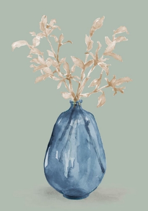 Picture of COTTON STEMS IN BLUE VASE