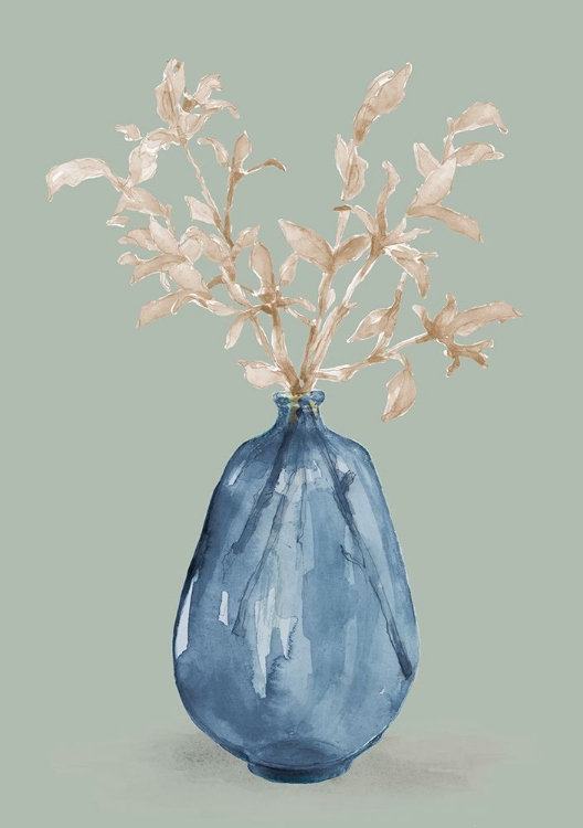 Picture of COTTON STEMS IN BLUE VASE