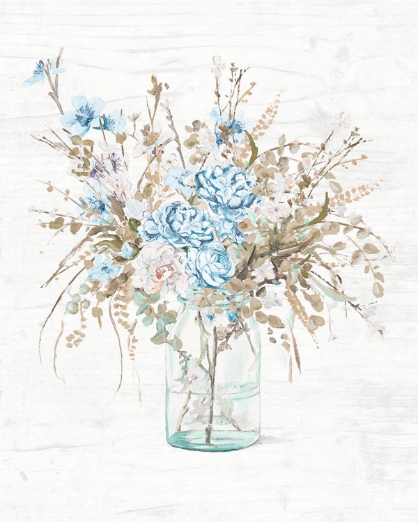Picture of BLUE FLOWERS IN GLASS VASE