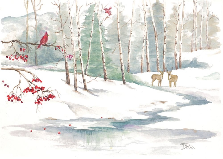 Picture of WINTER LANDSCAPE WITH DEER