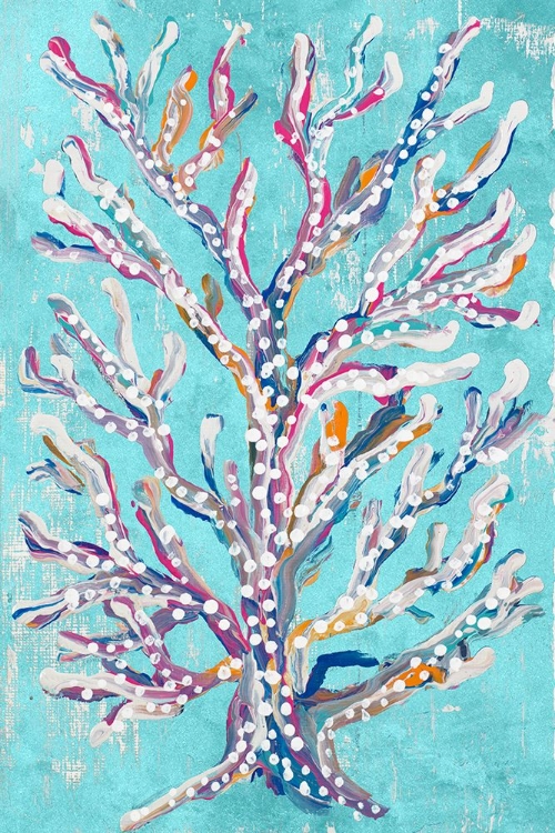 Picture of DOTTED CORAL ON TEAL