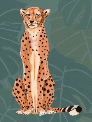 Picture of CHEETAH RETRO ON LEAF PATTERN