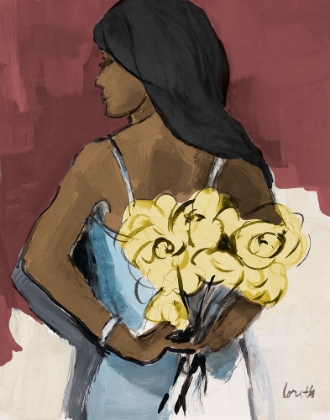 Picture of GIRL WITH YELLOW ROSES