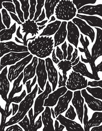 Picture of BW FLORAL LINOCUT