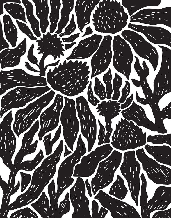 Picture of BW FLORAL LINOCUT