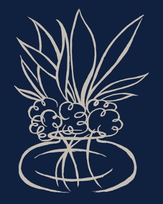 Picture of LINE LEAVES IN VASE ON NAVY II