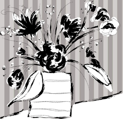 Picture of FLORAL ARRANGEMENT ON STRIPES