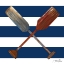 Picture of TWO OARS ON BLUE AND WHITE STRIPES