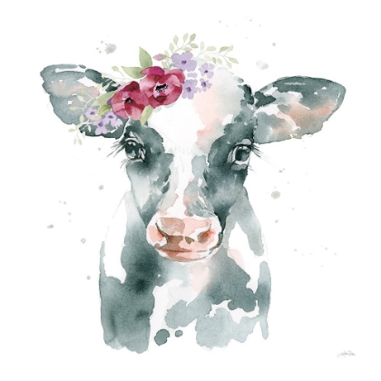 Picture of FLORAL COW PINK SQ