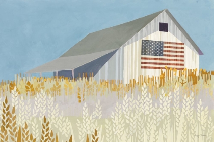 Picture of WHEAT FIELDS BARN WITH FLAG