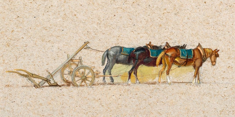 Picture of STUDY OF THREE HORSES WITH A PLOW