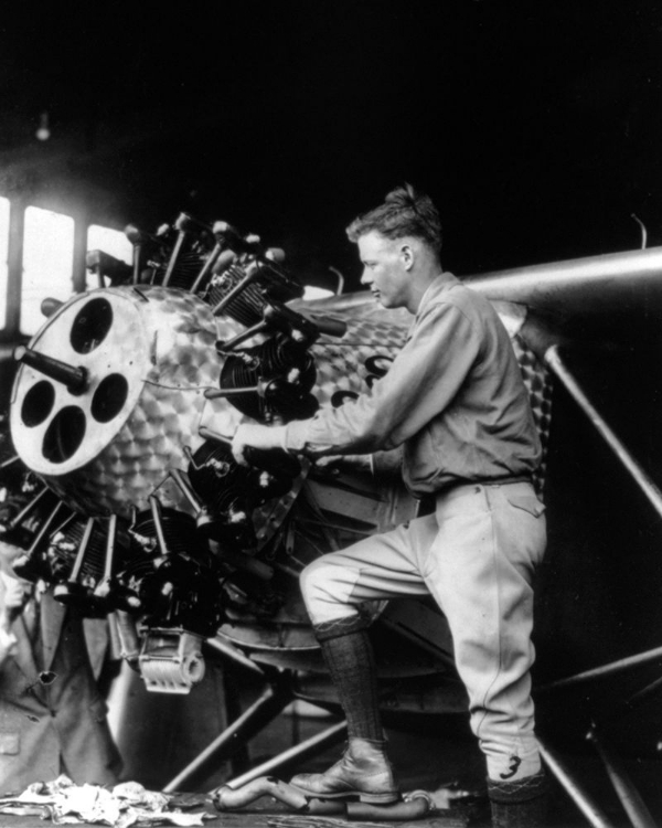 Picture of CHARLES LINDBERG WORKING ON THE SPIRIT OF ST LOUIS