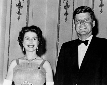 Picture of QUEEN ELIZABETH II AND PRESIDENT JOHN KENNEDY 1961