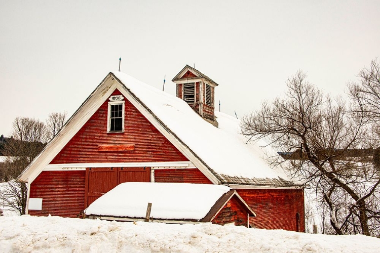 Picture of USA-VERMONT-CAMBRIDGE-LOWER PLEASANT VALLEY ROAD-RED BARN IN SNOW