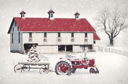 Picture of RED AND WHITE CHRISTMAS BARN