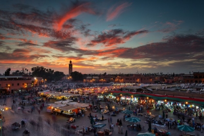 Picture of SUNSET OVER JEMAA LE FNAA SQUARE IN MARRAKECH-MOROCCO