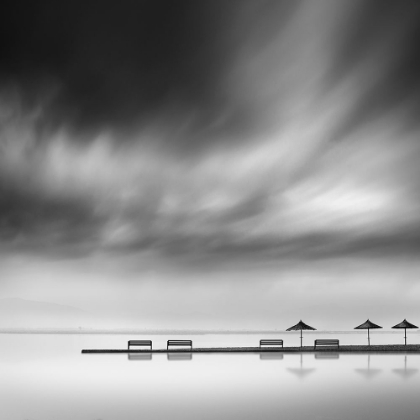 Picture of FOUR BENCHES AND THREE UMBRELLAS