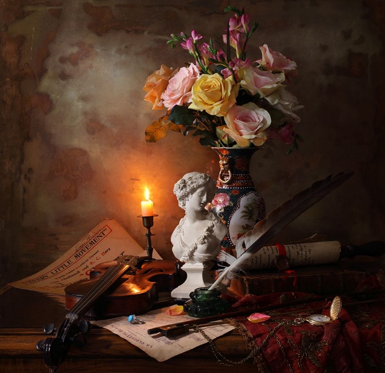 Picture of STILL LIFE WITH BUST AND FLOWERS