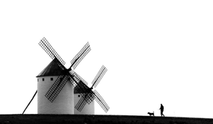 Picture of THE MAN-THE DOG AND THE WINDMILLS