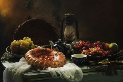 Picture of STILLLIFE  WITH CAKE AND GRAPES