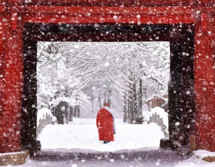 Picture of MONK IN SNOWY DAY