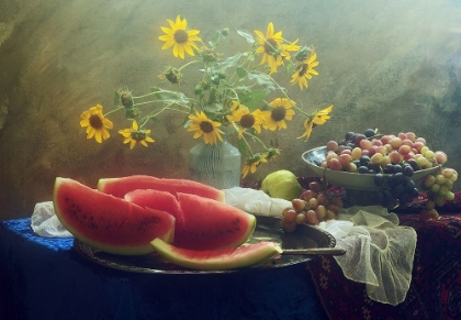 Picture of STILL LIFE WITH WATERMELON AND GRAPES
