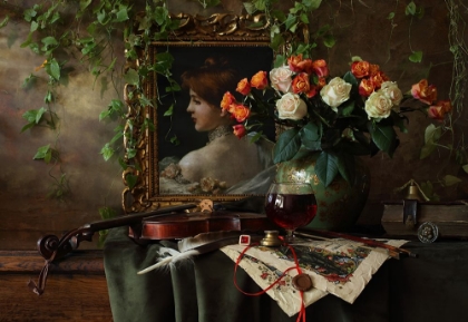 Picture of STILL LIFE WITH VIOLIN AND FLOWERS