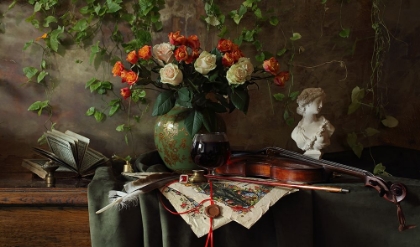 Picture of STILL LIFE WITH VIOLIN AND FLOWERS