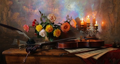 Picture of STILL LIFE WITH VIOLIN AND FLOWERS