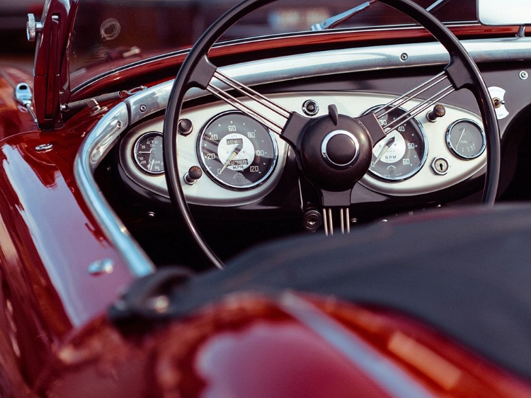 Picture of VINTAGE RED SPORTS CAR INTERIOR