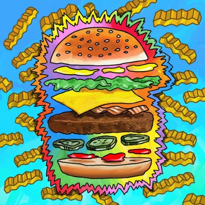 Picture of HAMBURGER WITH FRIES POP ART