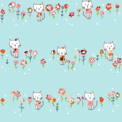 Picture of WHITE CAT IN FLOWERS