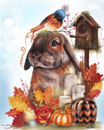 Picture of AUTUMN GREETINGS BUNNY - WITH BACKGROUND