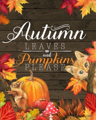 Picture of AUTUMN LEAVES AND PUMPKINS PLEASE KITTY