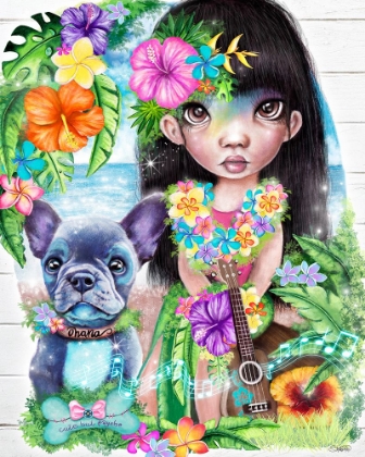 Picture of A HAWAIIN GIRL AND HER DOG
