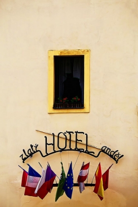 Picture of HOTEL WINDOW WITH FLAGS