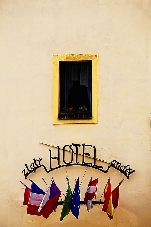 Picture of HOTEL WINDOW WITH FLAGS