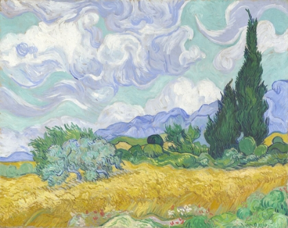 Picture of VAN GOGH-WHEATFIELD WITH CYPRESS