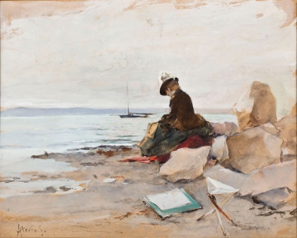 Picture of ALBERT STEVENS - PAINTER AT THE BEACH