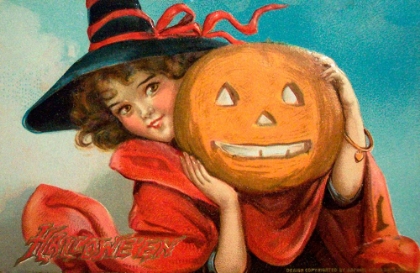 Picture of HALLOWEEN GIRL BLUE SKY PUMPKIN.TIF