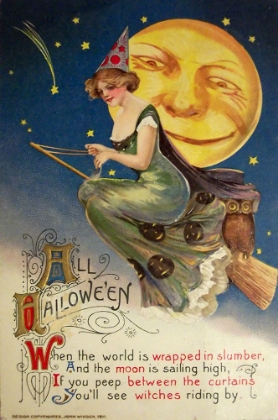 Picture of HALLOWEEN WITCH GREENDRESS MOON.TIF