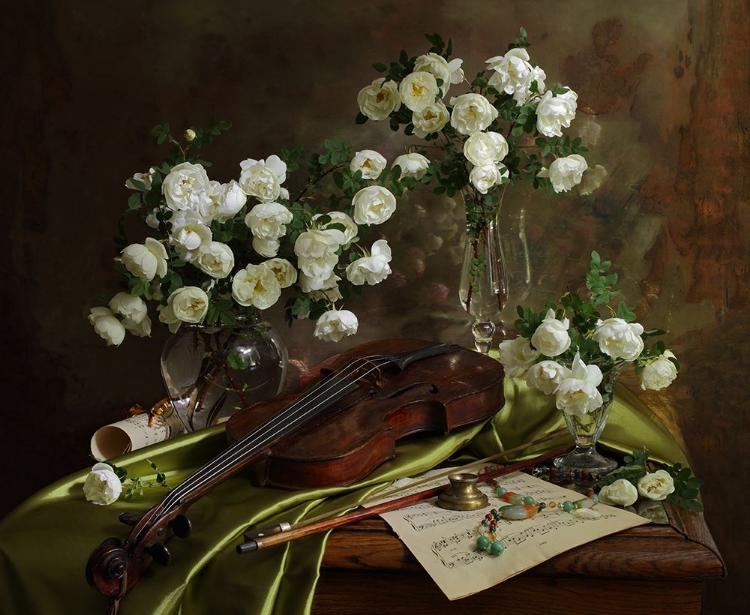 Picture of STILL LIFE WITH VIOLIN AND FLOWERS