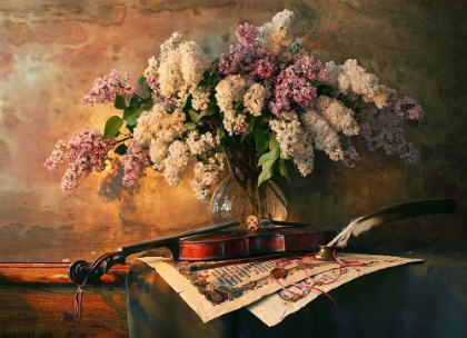 Picture of STILL LIFE WITH VIOLIN AND LILAC FLOWERS