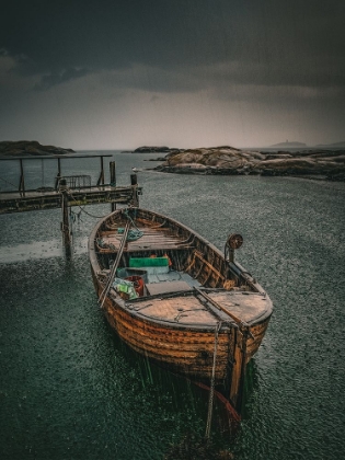 Picture of OLD FISHINGBOAT IN THE RAIN